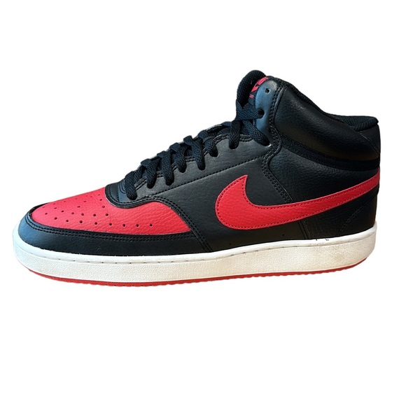 Nike Court Vision Mid #DM8682-001 Black Red University Men's Basketball Shoes 10 - Picture 11 of 13